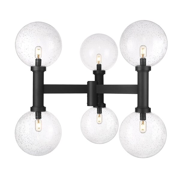 Z-Lite Laurent Outdoor Post Mount Fixture, 6-Light, 39 In.W x 34.5 In.H, Black/Clear Seedy 599BP6-BK - main